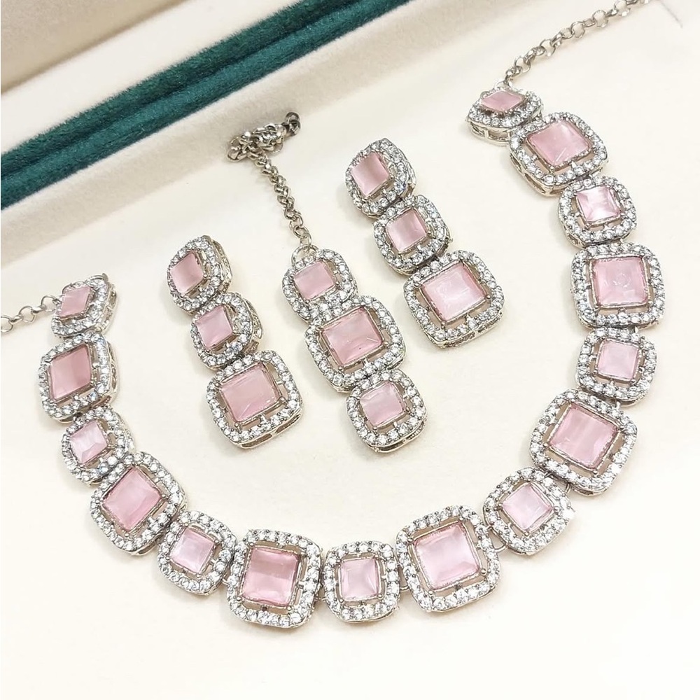 Elegant Pink and Silver Jewelry Set